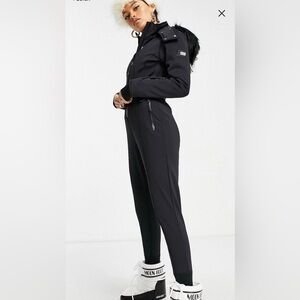 ASOS black skit suit removable hood size 4 Petite